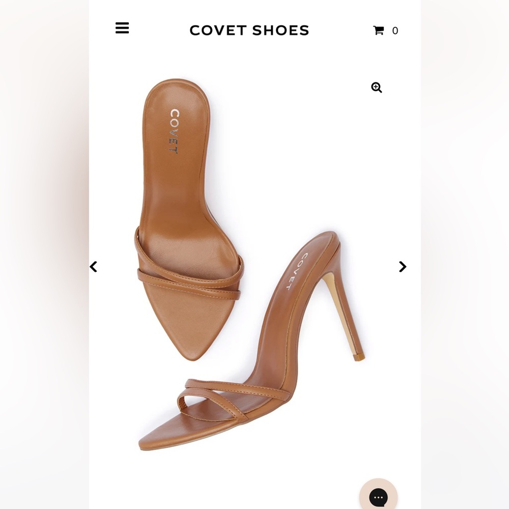 Classic Tan Stiletto Slide Heels - Picture 2 of 9